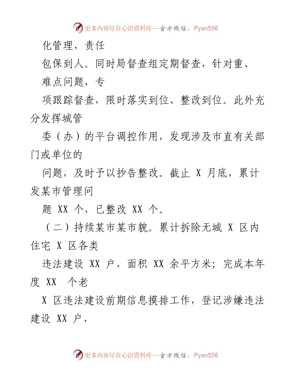 [工作总结] 政府工作部署 - 2023年上半年某市管理工作推进情况汇报.docx_第2页