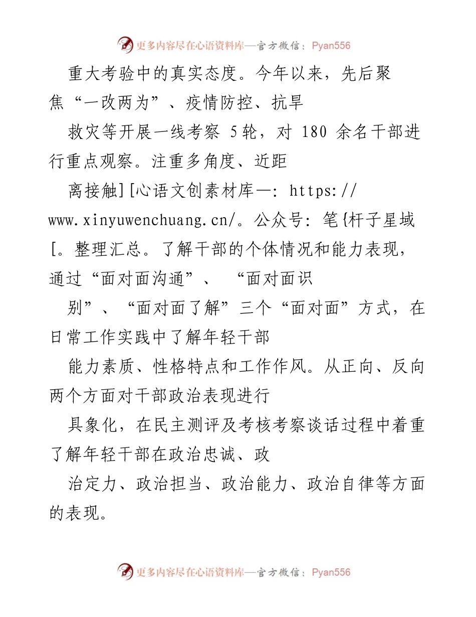 [工作总结] 政治素质考察 - 2023年干部政治素质考察工作汇报.docx_第2页