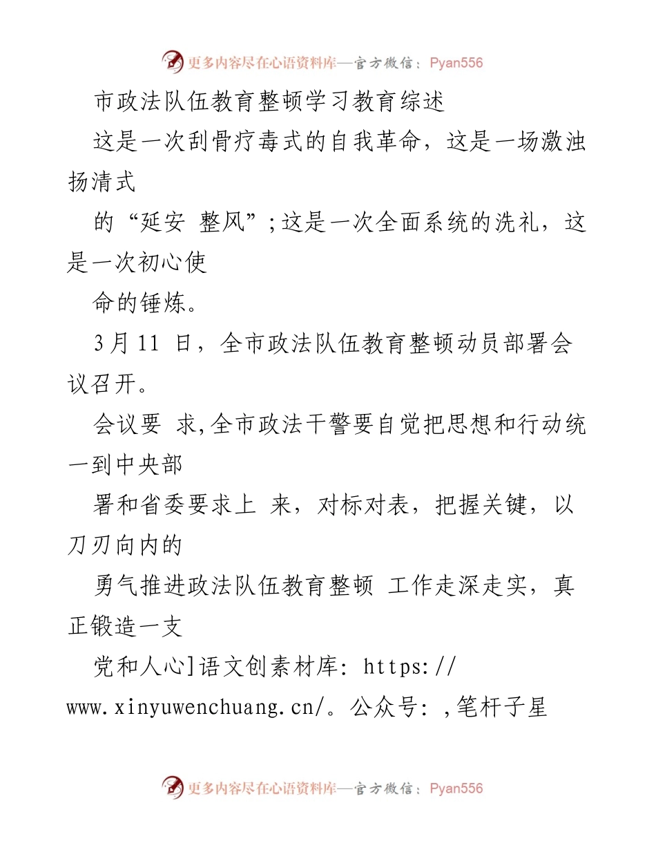 [工作总结] 政法队伍教育整顿 - 全市政法队伍教育整顿学习教育工作总结.docx_第1页