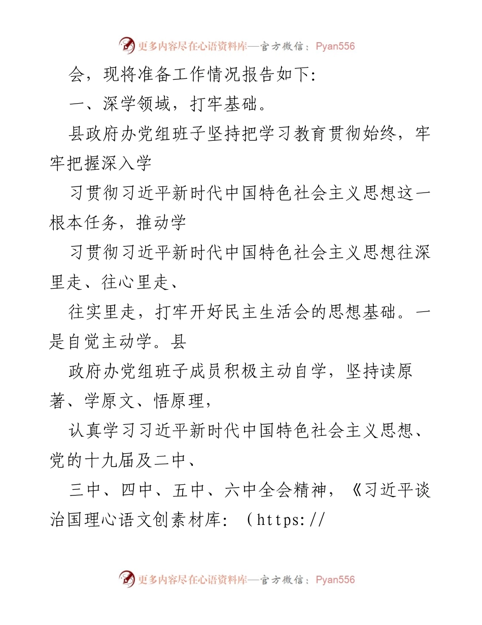 [工作总结] 政府办 - 2021年度民主生活会准备工作情况报告.docx_第2页