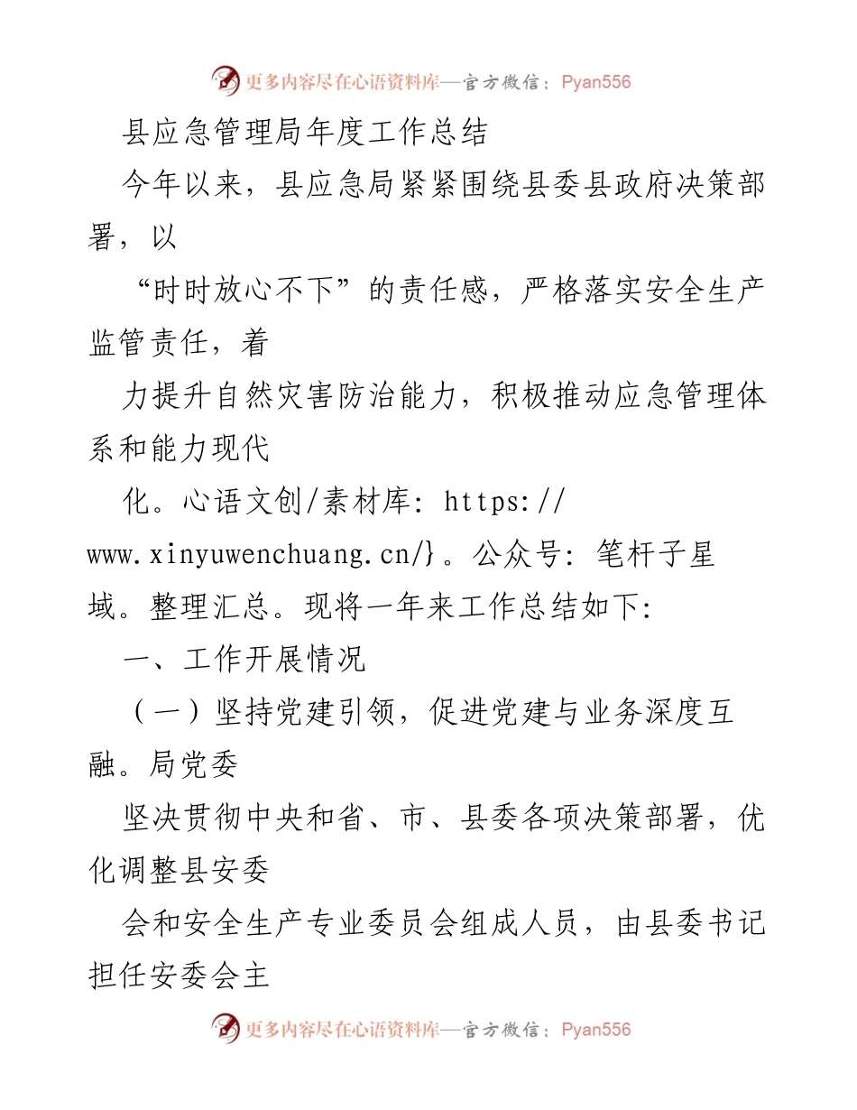 [工作总结] 年度总结 - 县应急管理局2023年度工作总结.docx_第1页