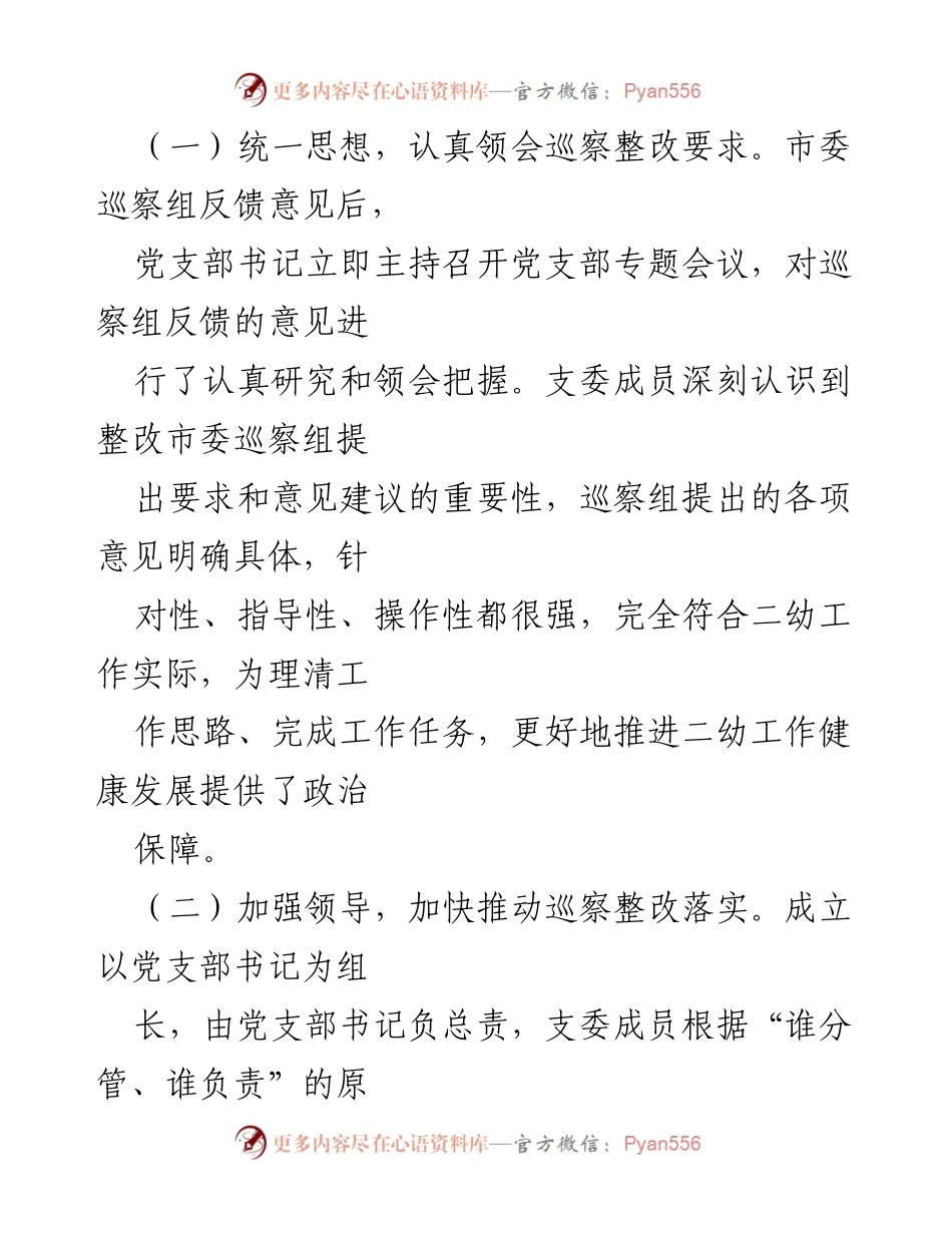 [工作总结] 幼儿园党支部 - 关于X市第二幼儿园巡察整改进展情况的总结报告.docx_第2页