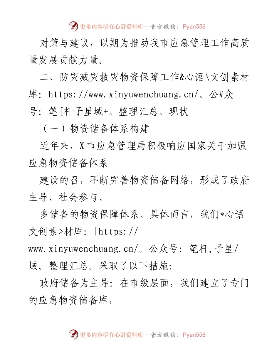 [工作总结] 应急管理局 - X市防灾减灾救灾物资保障现状与对策报告.docx_第2页