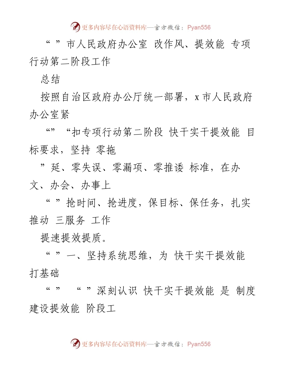 [工作总结] 政府办公 - 提效能专项行动第二阶段工作总结.docx_第1页