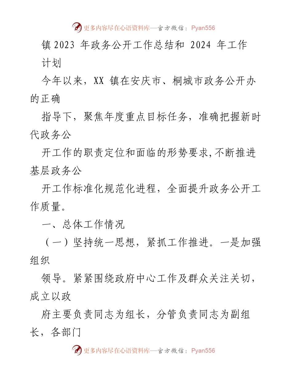 [工作总结] 政务公开工作总结会议 - 2023年政务公开工作总结与2024年工作计划.docx_第1页