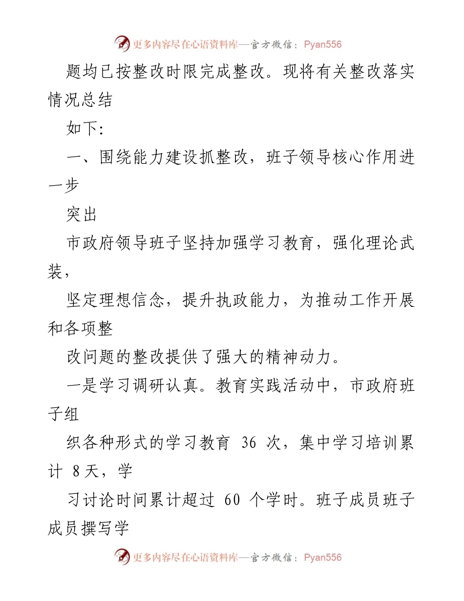 [工作总结] 政府整改 - 市政府领导班子“四风”问题整改情况总结.docx_第2页