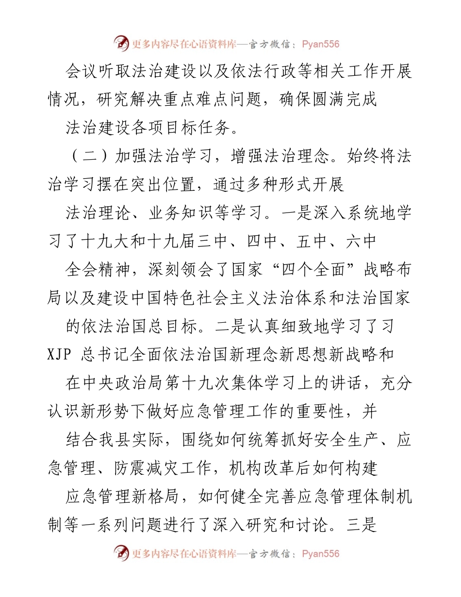 [工作总结] 应急管理局 - 202X年法治工作开展情况总结报告.docx_第2页