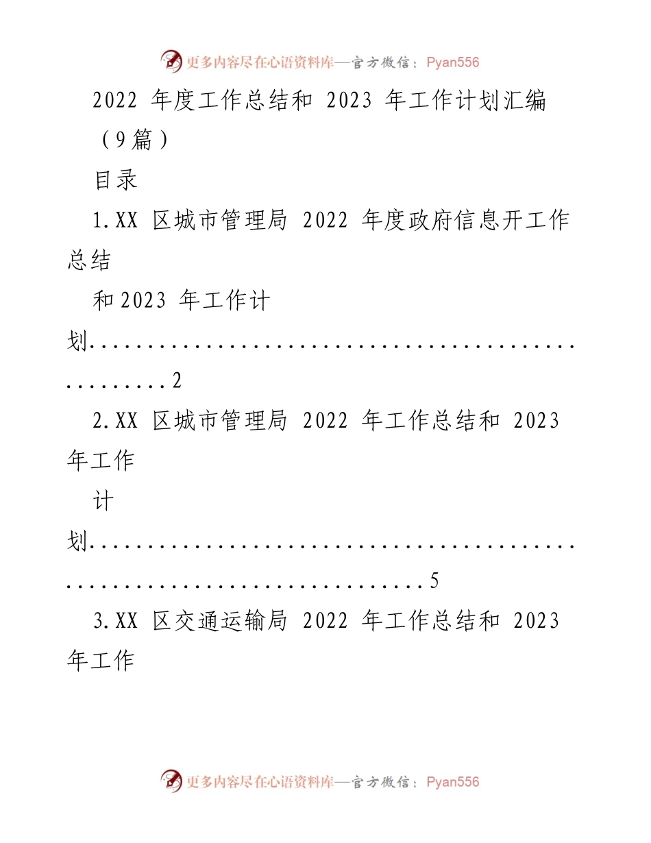 [工作总结] 年度汇报 - 2022年度工作总结与2023年工作计划汇编.docx_第1页