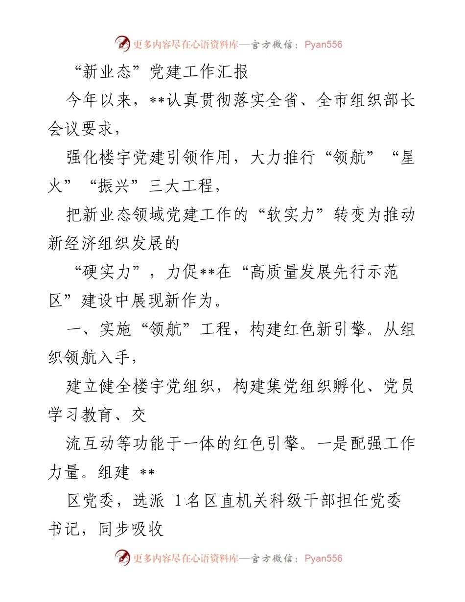 [工作总结] 新业态党建工作会议 - 新业态领域党建工作汇报与成效展示.docx_第1页