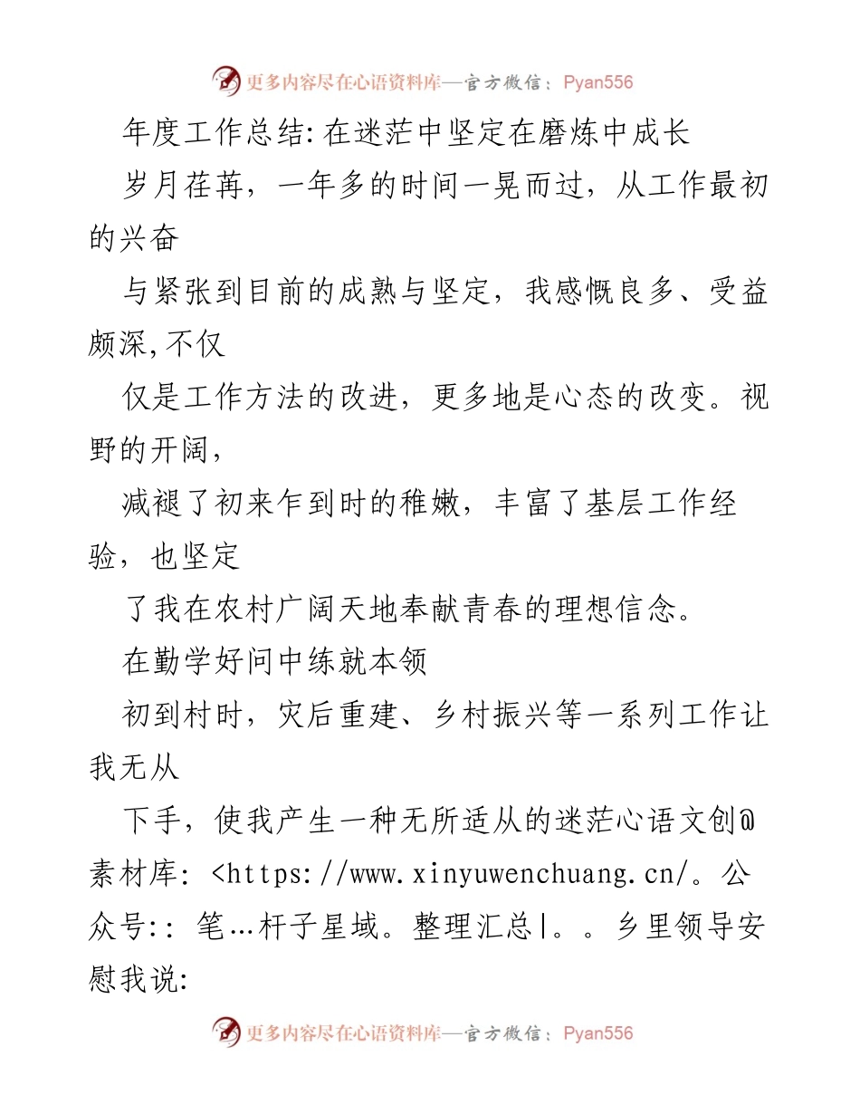 [工作总结] 年度总结 - 在迷茫中坚定成长的年度工作总结.docx_第1页