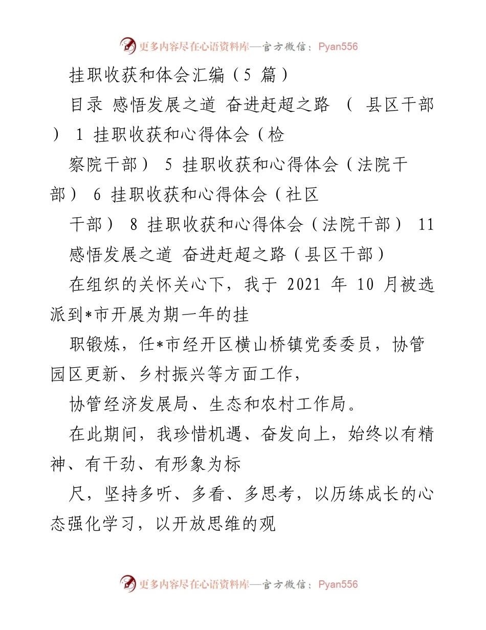 [工作总结] 挂职锻炼 - 挂职期间的收获与心得体会.docx_第1页