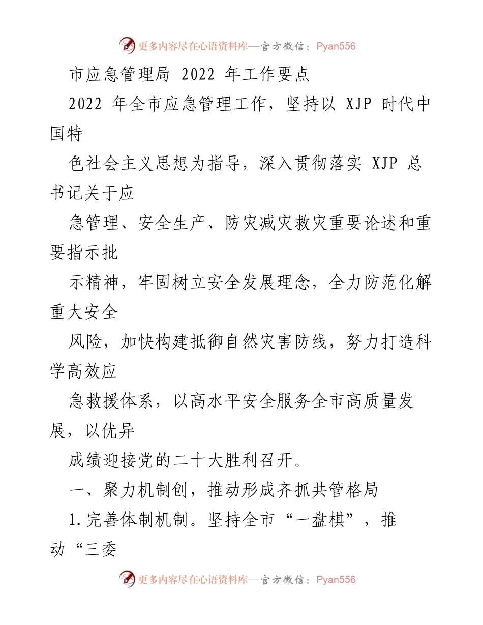 [工作总结] 应急管理局 - 2022年全市应急管理工作要点总结.docx_第1页