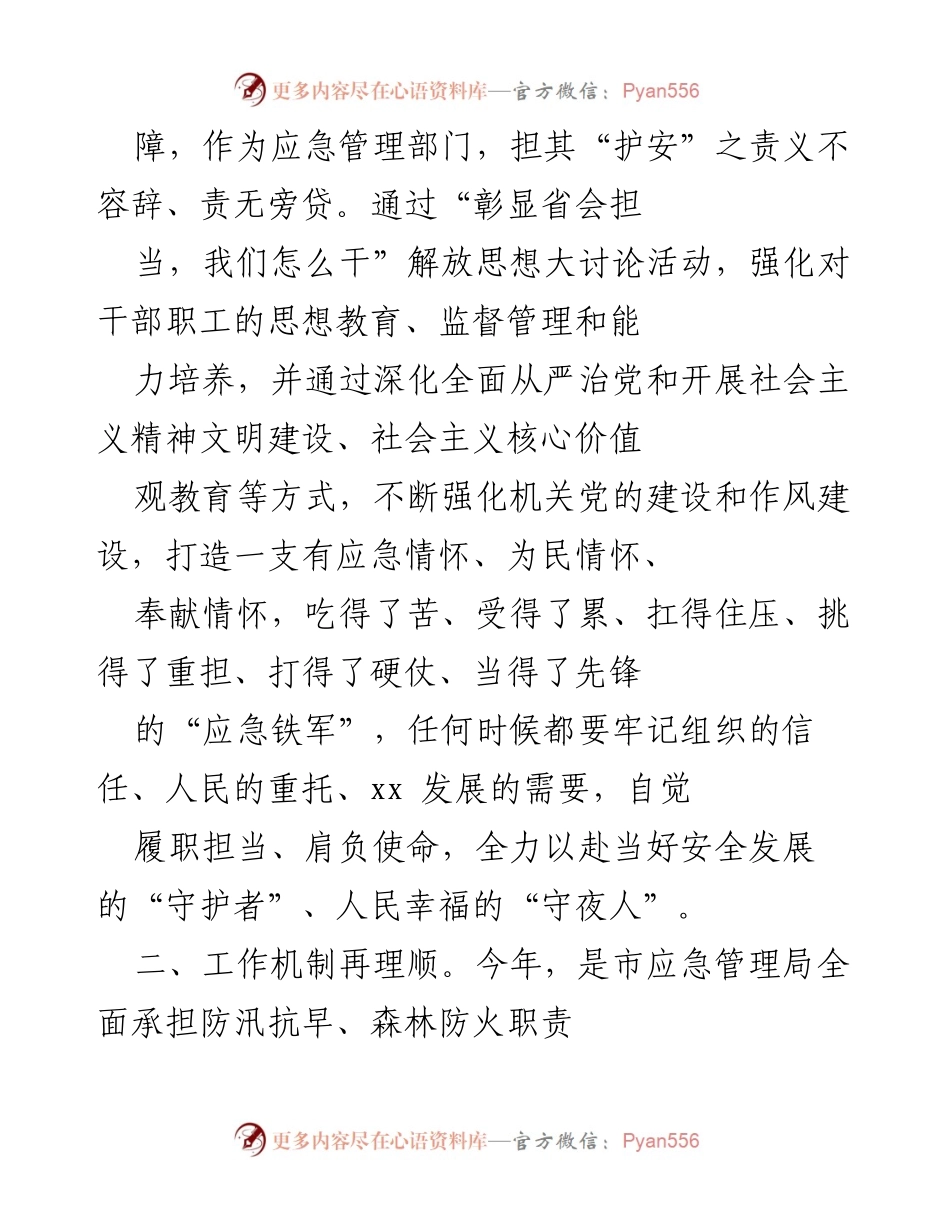 [工作总结] 应急管理局 - 强化担当意识，理顺工作机制，推动高质量应急管理发展.docx_第2页