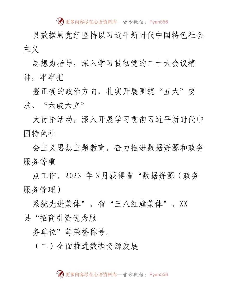 [工作总结] 年度汇报 - 2023年县数据资源管理局工作总结与2024年工作安排.docx_第2页