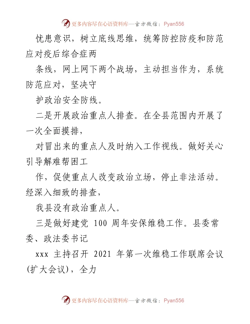 [工作总结] 政法工作汇报 - 2021年政法工作总结与未来工作安排.docx_第2页