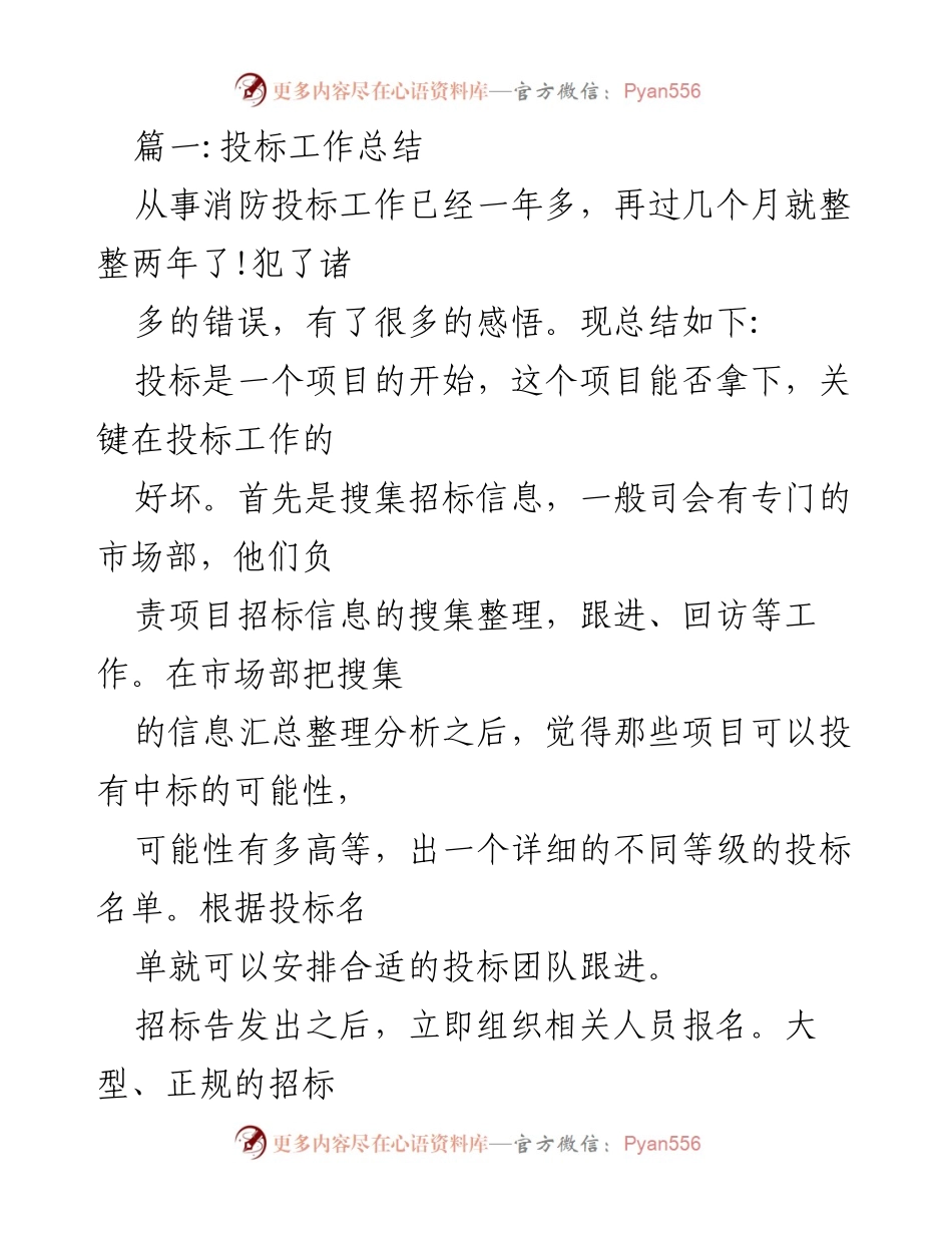 [工作总结] 投标工作 - 消防投标工作总结与经验分享.docx_第1页