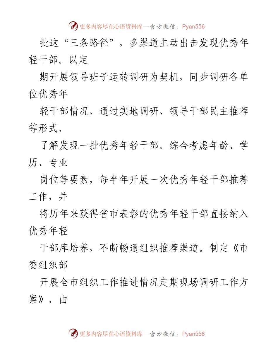 [工作总结] 年轻干部培养 - 优化年轻干部培养使用机制的经验交流.docx_第2页