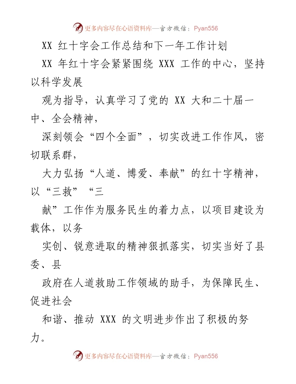 [工作总结] 年度总结 - 红十字会年度工作总结与未来计划.docx_第1页