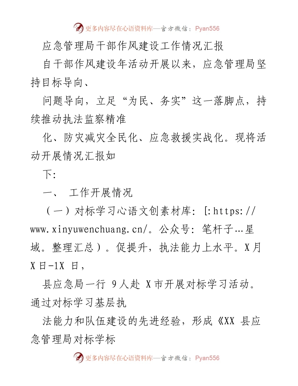 [工作总结] 应急管理局 - 干部作风建设年活动情况汇报.docx_第1页