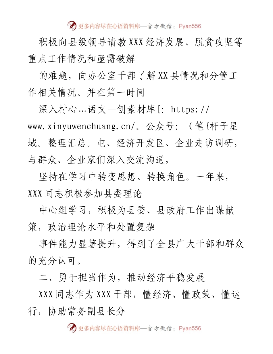 [工作总结] 挂职干部表现 - XXX同志挂职期间工作总结与表现分析.docx_第2页