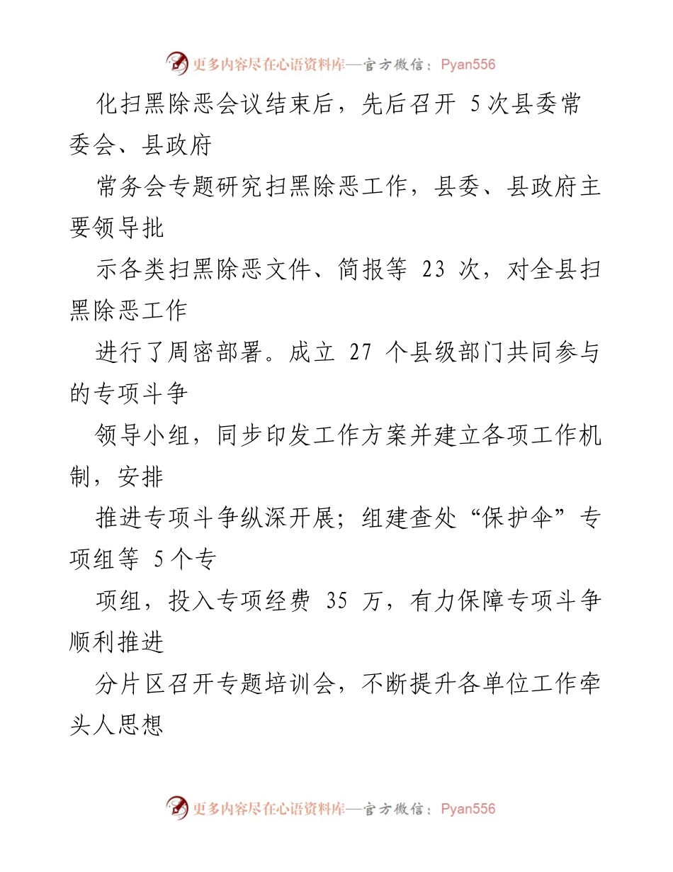 [工作总结] 扫黑除恶工作 - XX县常态化扫黑除恶工作情况汇报.docx_第2页