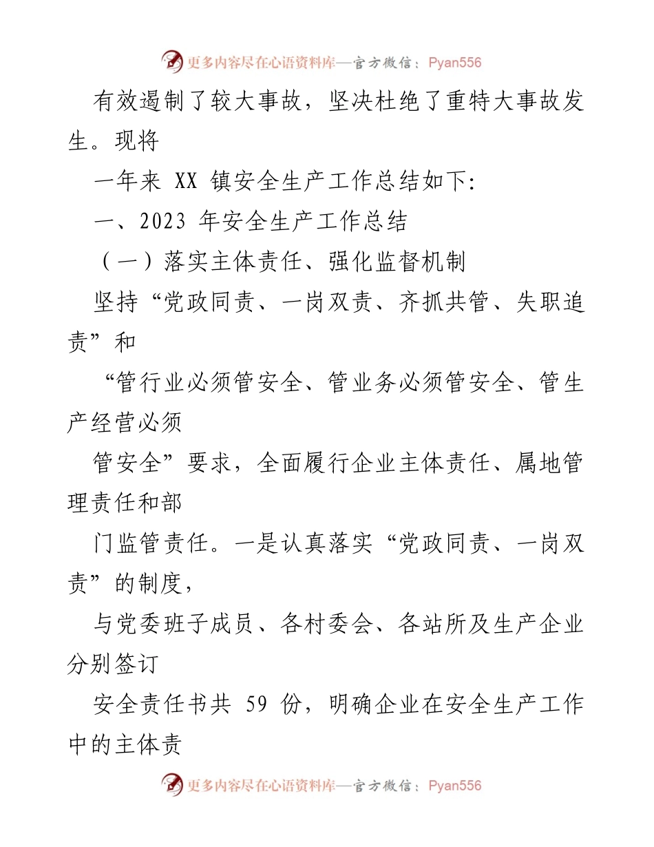 [工作总结] 年度总结 - XX镇2023年安全生产工作总结与2024年重点工作计划.docx_第2页