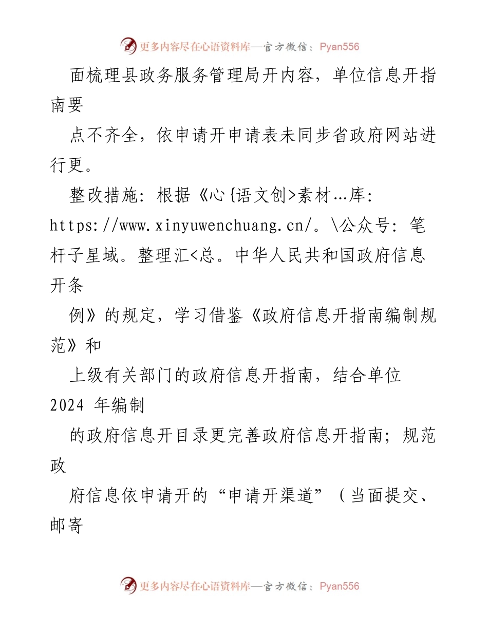 [工作总结] 政务服务管理局 - 2024年度政务公开整改提升工作报告.docx_第2页