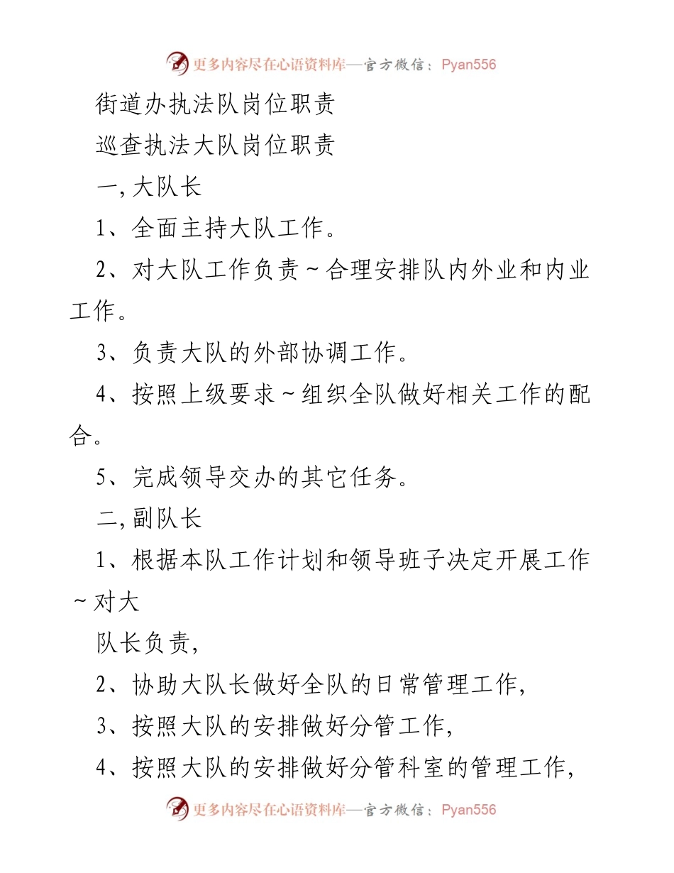 [工作总结] 执法队伍 - 执法队岗位职责概述.docx_第1页
