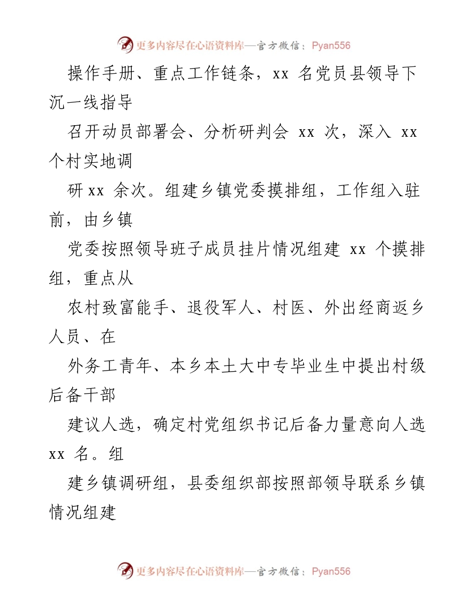 [工作总结] 村“两委”干部后备力量建设 - xx县村干部后备力量建设工作总结.docx_第2页