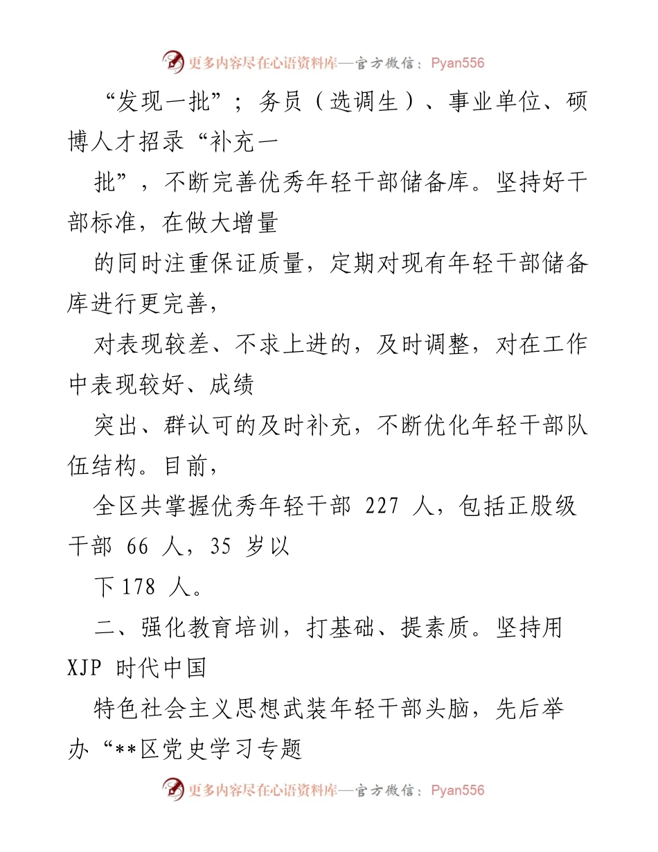 [工作总结] 年轻干部队伍建设 - 年轻干部队伍建设工作汇报.docx_第2页
