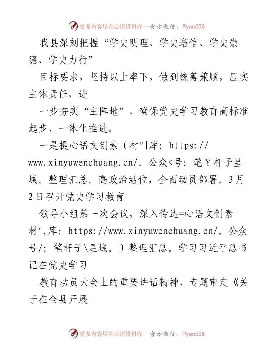 [工作总结] 建党100周年 - 某县党史学习教育开展情况汇报.docx_第2页