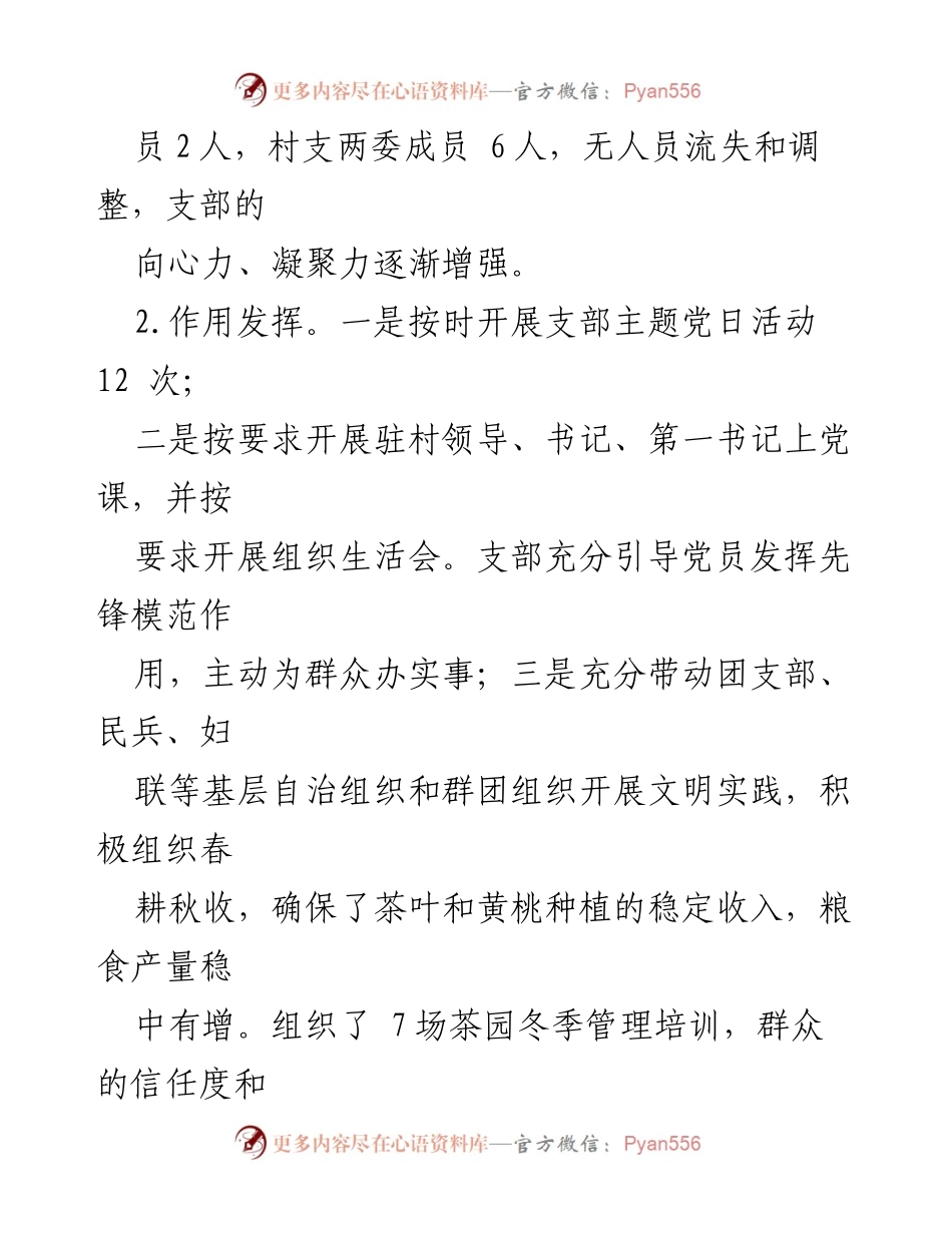 [工作总结] 村务工作 - 2023年度某村党务村务工作报告.docx_第2页