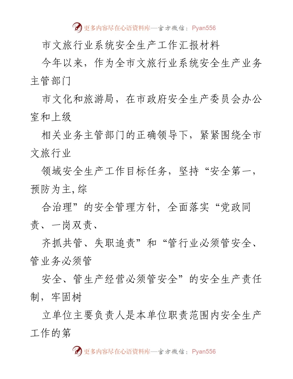 [工作总结] 文旅行业安全生产 - 市文旅行业安全生产工作总结与督导调研报告.docx_第1页