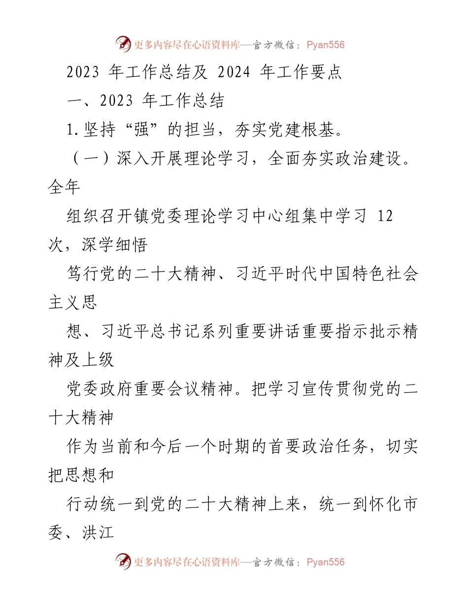 [工作总结] 年度总结会议 - 2023年工作总结与2024年工作要点分析_1.docx_第1页