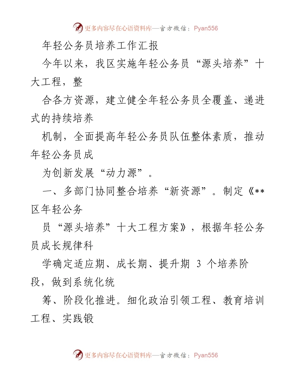 [工作总结] 年轻公务员培养 - 年轻公务员“源头培养”十大工程实施工作总结.docx_第1页