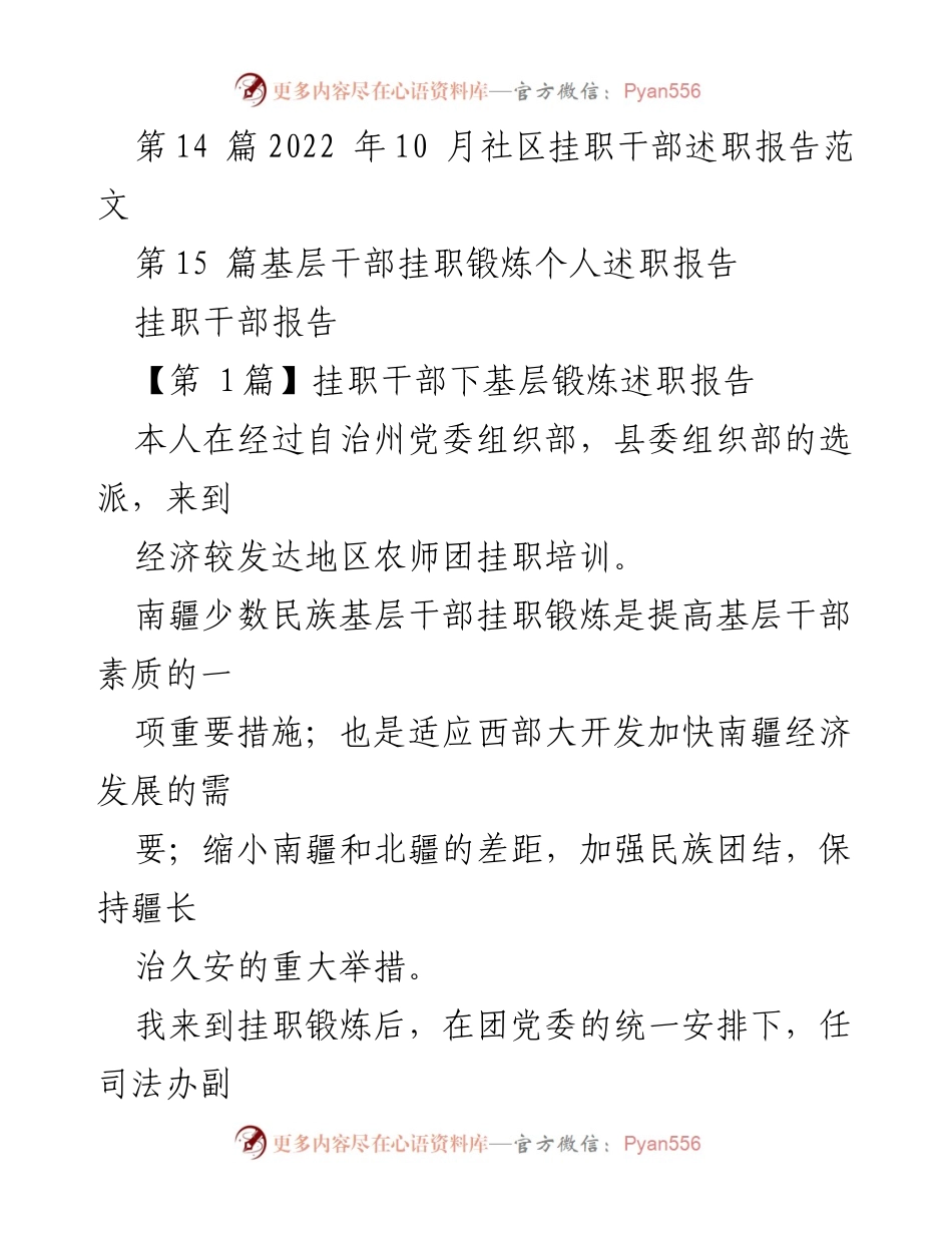 [工作总结] 挂职干部述职 - 挂职干部下基层锻炼工作总结与体会.docx_第2页