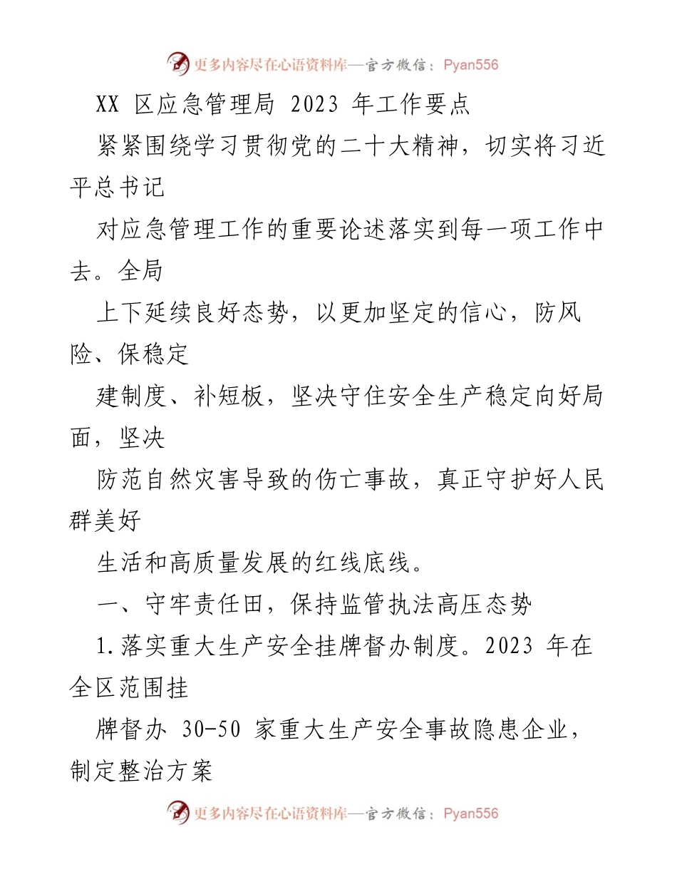 [工作总结] 应急管理局 - 2023年应急管理工作要点及重点措施.docx_第1页