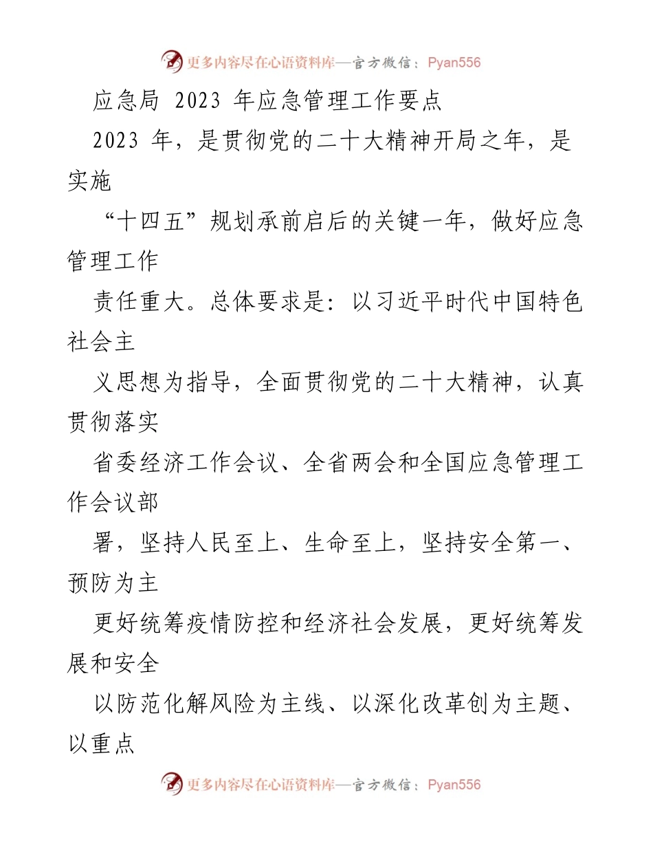 [工作总结] 应急管理 - 2023年应急管理工作要点及实施方案.docx_第1页