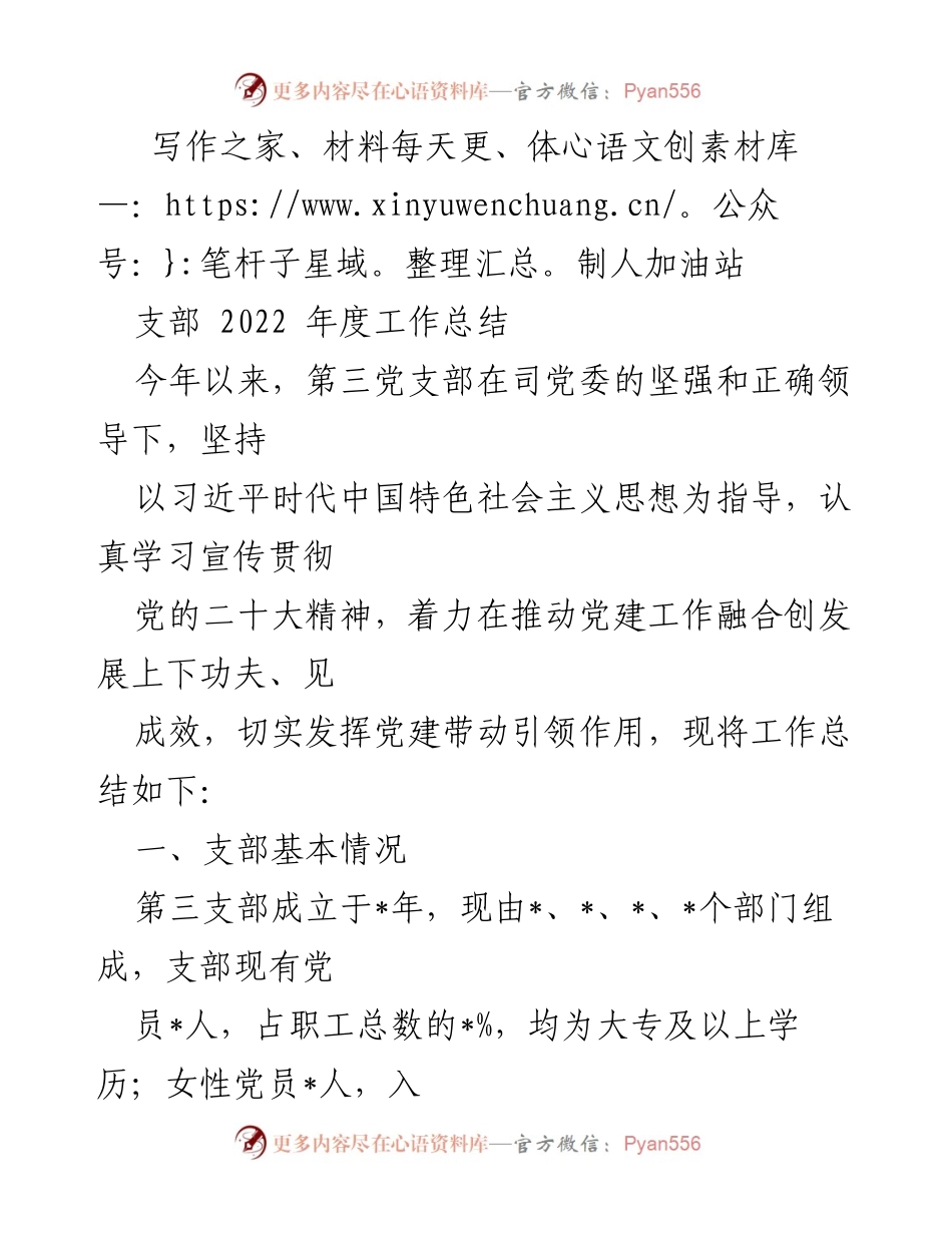 [工作总结] 支部年度工作总结 - 第三党支部2022年度工作总结报告.docx_第1页