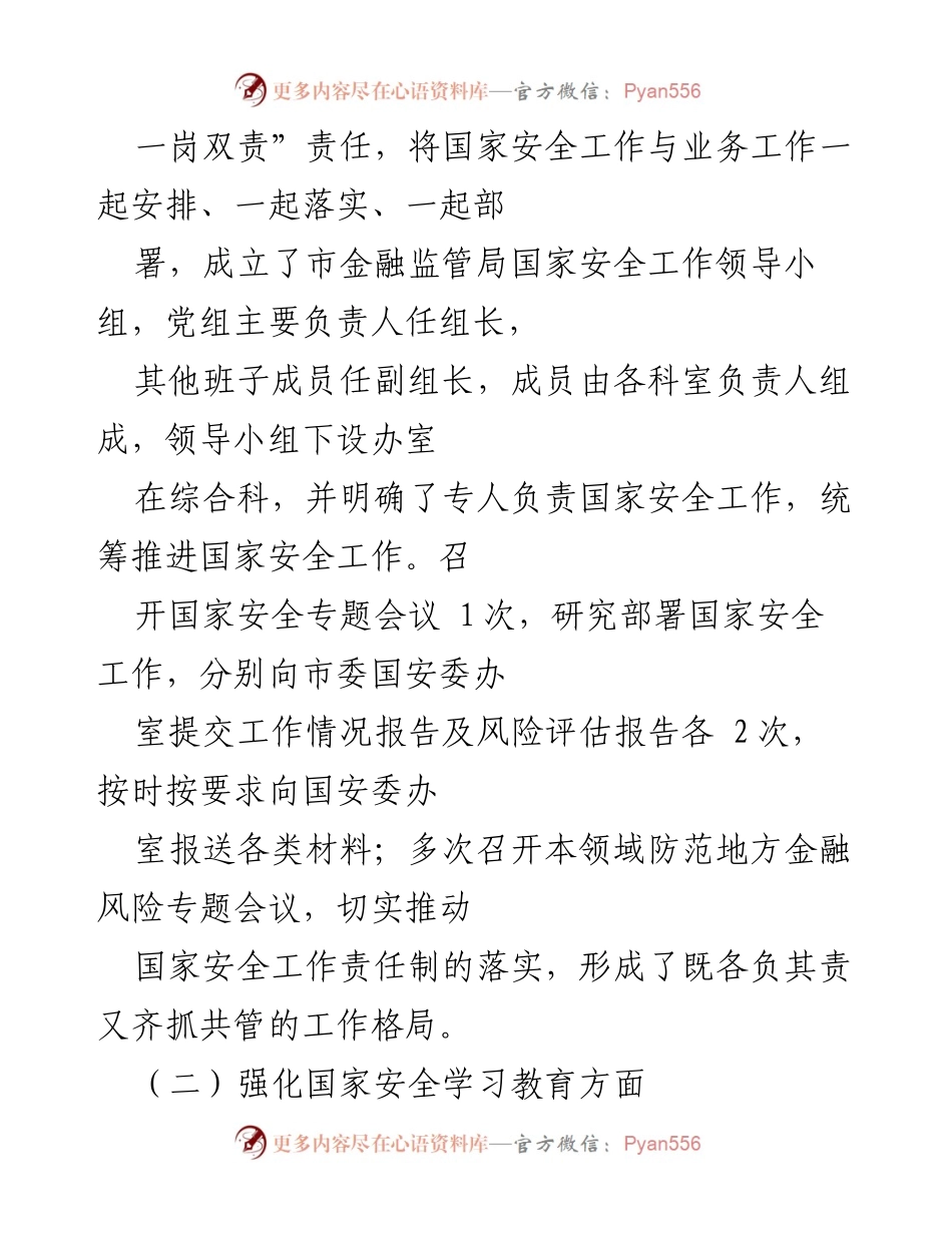 [工作总结] 年度总结 - 市金融监管局202X年度国家安全工作总结.docx_第2页