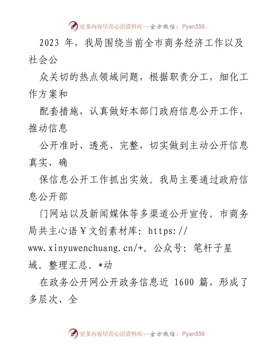[工作总结] 政府信息公开 - 2023年市商务局政府信息公开工作总结.docx_第2页