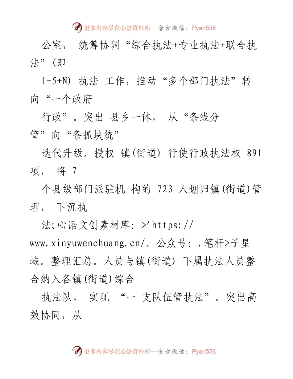 [工作总结] 政府改革会议 - 深入推进“一支队伍管执法”改革经验总结.docx_第2页