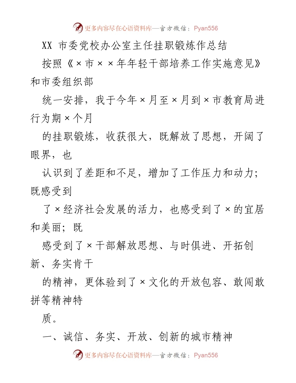 [工作总结] 挂职锻炼 - XX市教育局挂职锻炼总结报告.docx_第1页