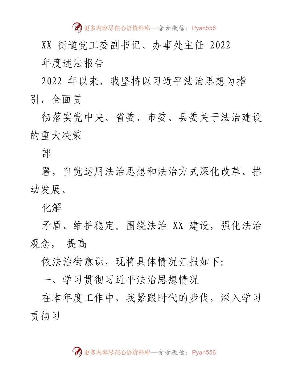 [工作总结] 年度述法 - 2022年度法治建设工作总结报告_1.docx_第1页