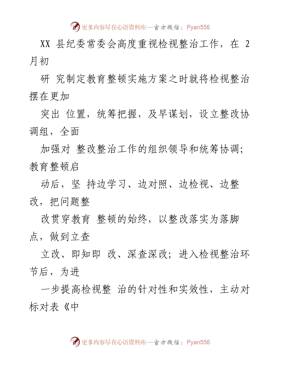[工作总结] 教育整顿 - XX县纪委监委检视整治环节工作汇报.docx_第2页