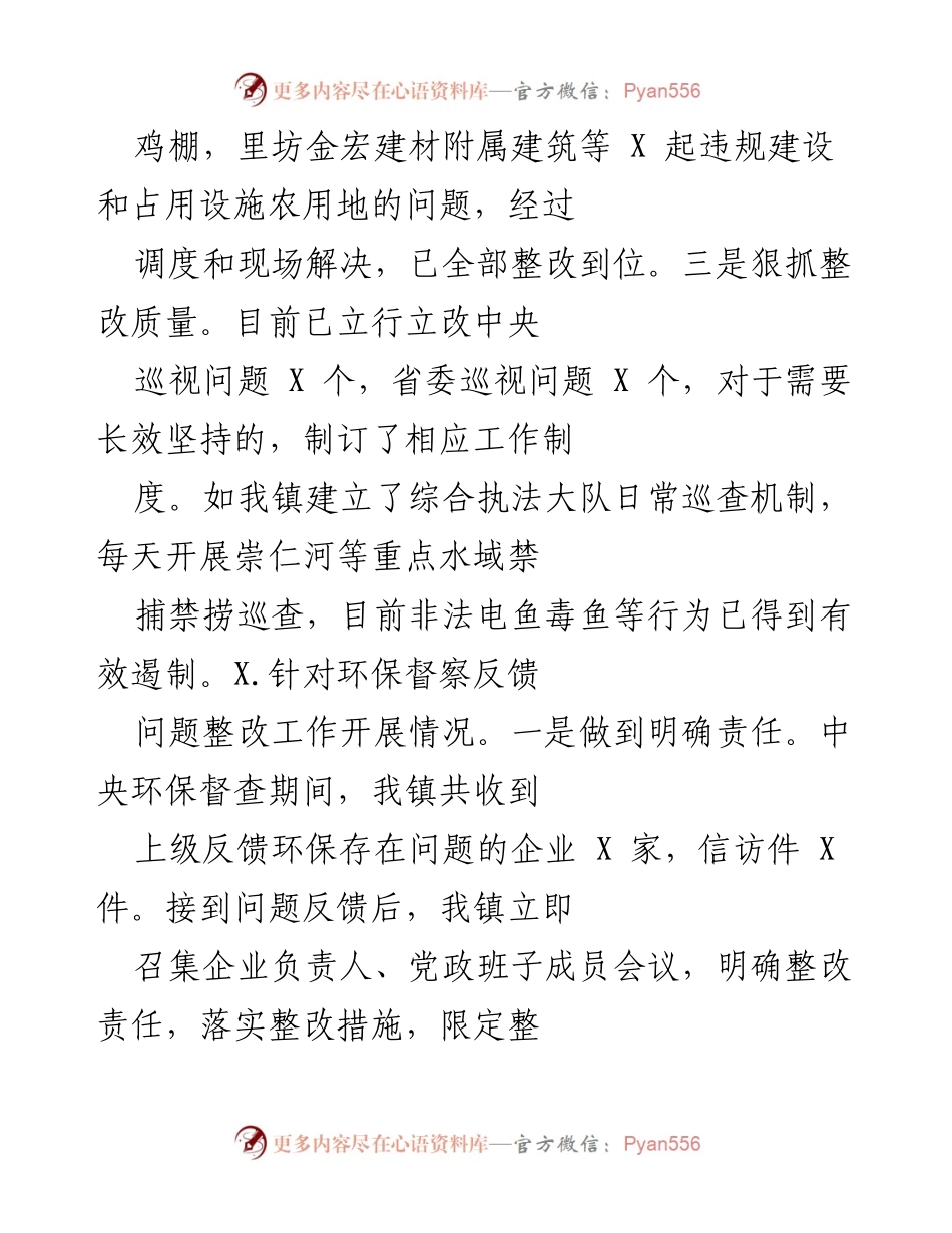 [工作总结] 整改工作 - X镇巡视及环保反馈问题整改工作总结.docx_第2页