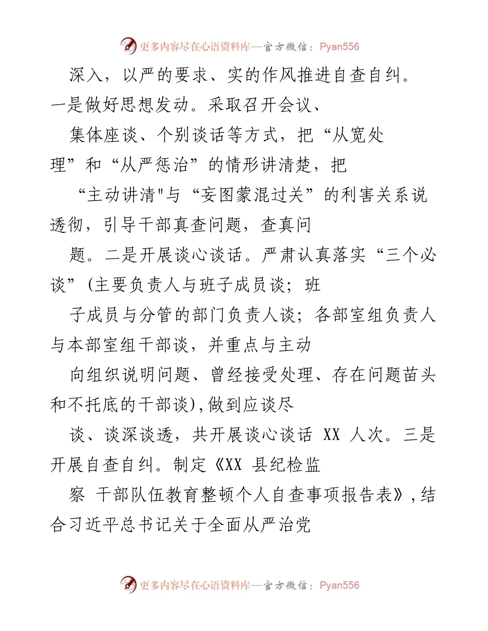 [工作总结] 教育整顿 - XX县纪委监委检视整治环节工作总结及后续计划_1.docx_第2页