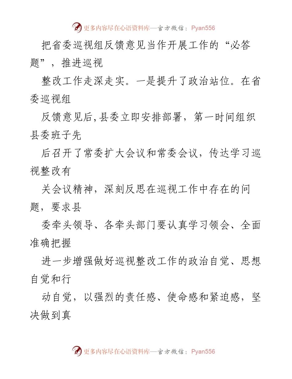 [工作总结] 日常监督 - 市纪委监委关于县委巡视整改情况的监督工作总结.docx_第2页