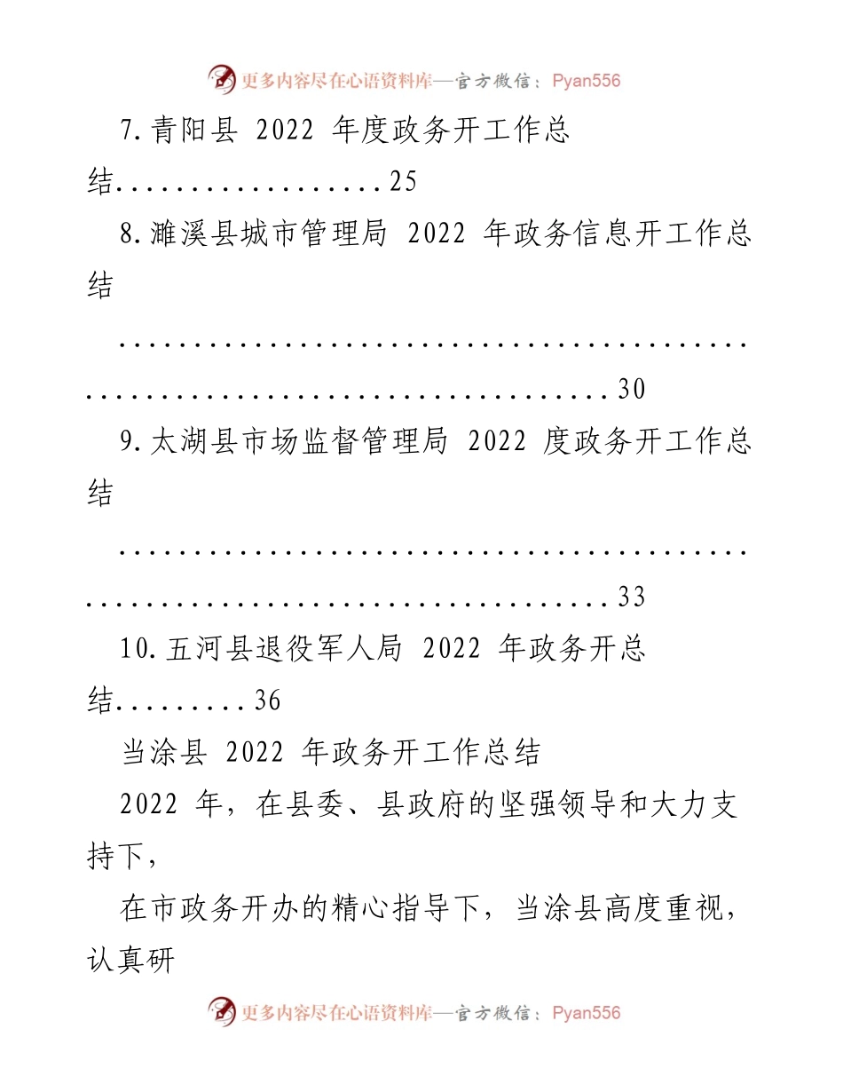 [工作总结] 政务工作 - 2022年县政务开工作总结汇编_1.docx_第2页