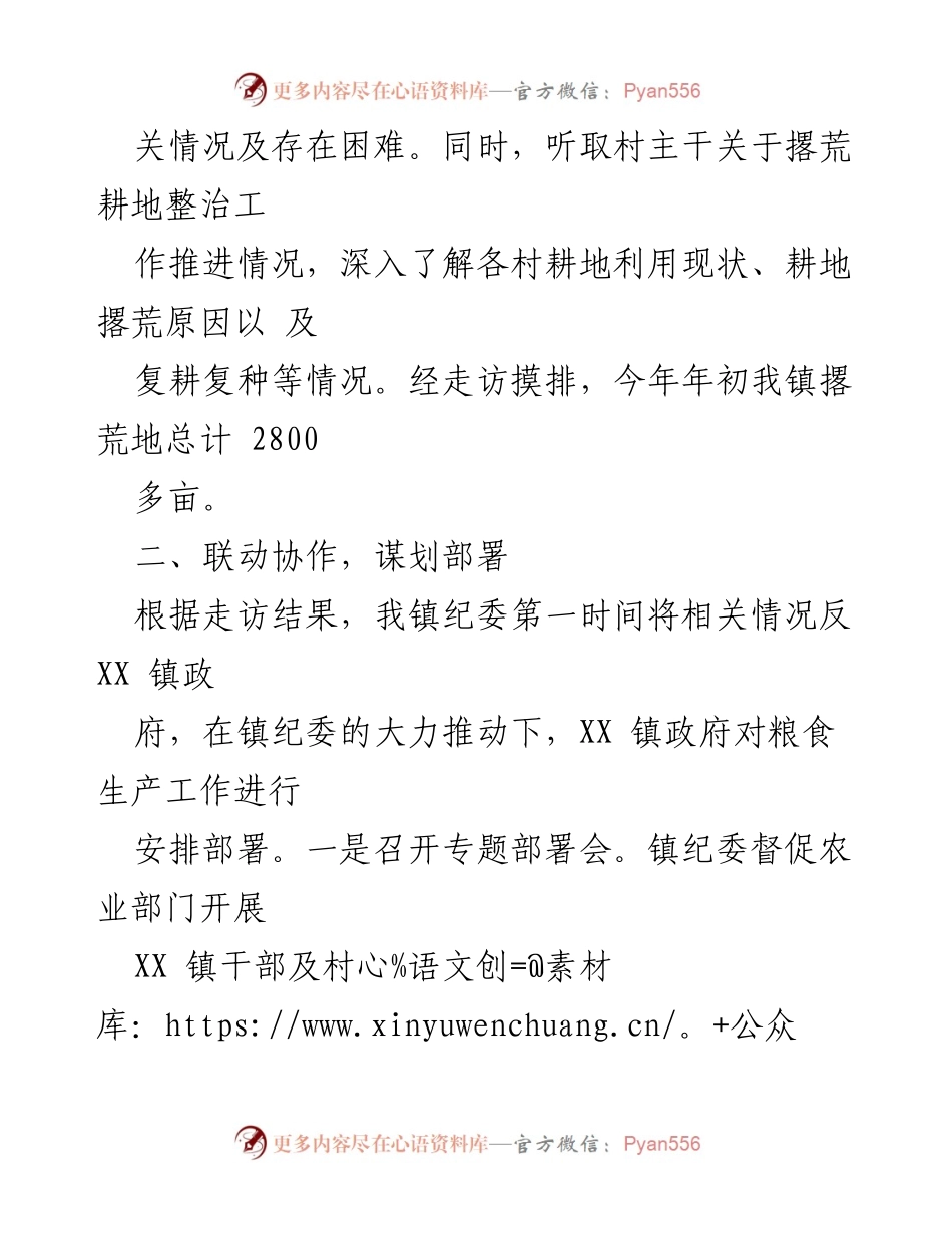 [工作总结] 春耕备耕工作 - 强化监督推动春耕复垦，确保粮食安全.docx_第2页